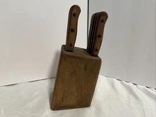 Vintage Lifetime Old Homestead Steak Knife Set of 8 Stainless Steel With Block