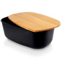 Brotkasten Mit Holzbrett Brotkorb Brotbox BrotbehäLter Schwarz, 39X23,5X15,5 Cm