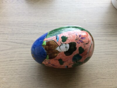 Vintage Keramik Ei Ostern Original Handbemalt Signiert Kettah Volk Kunst