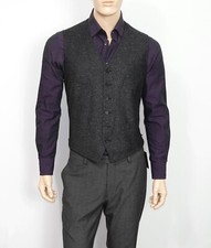  598 NEW John Varvatos COLLECTION Vest in Grey Size 42 Virgin Wool/Silk ITALY