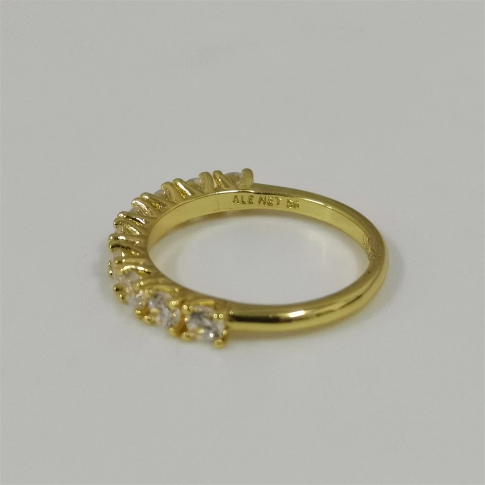 Anillo banda media eternidad diamante era pandora oro cultivado en laboratorio Foto 3 de 4