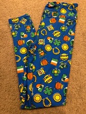 LulaRoe Leggings OS St Patrick's Magically Irish Flag Horseshoe Shamrock Gold