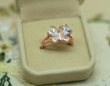 Vintage Retro Jewellery Ring With White Sapphires Antique Dress Jewelry P 8