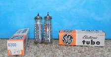 2 GE General Electric 6360 Tubes Halo Getter Amperex NOS/NIB 