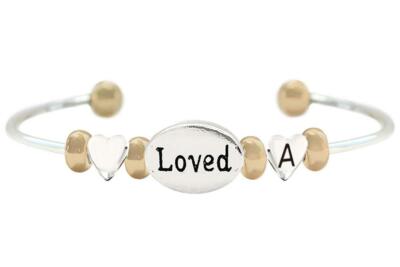 Custom Loved Oval Two Tone Gold Silver Cuff Bracelet Jewelry Choose Initial