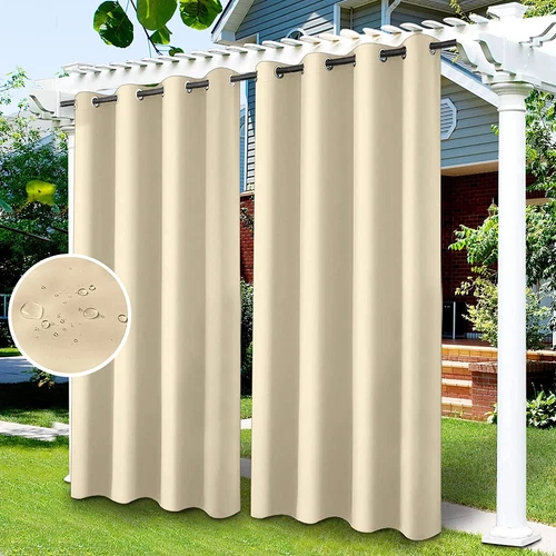 1/2 Stück Wasserdicht Outdoor Terrasse Vorhänge 52" Breit Sichtschutz Verdunkelung Pergola Schatten - Bild 7 von 124