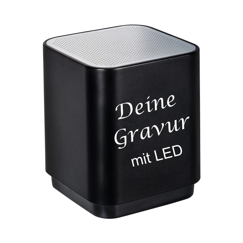 Bluetooth®-Lautsprecher mit Licht REFLECTS-GALAWAY BLACK mit Gravur graviert 