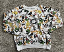 Looney Tunes Sweatshirt Women's M Allover Print Long Sleeve Bugs Tweety