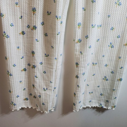 Pantalones de salón de pijama de colección tejido térmico gofre cintura elástica talla pequeña dobladillo de lechuga - Imagen 3 de 6