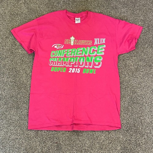 SEAHAWKS XLIX CONFERENCE CHAMPIONS SUPER 2015 BOWL T-Shirt pink Size L #282 - 第 1/4 張圖片