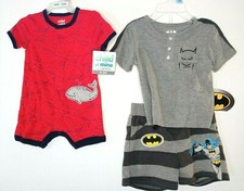 Set of 2 Baby Boy Outfits Newborn 0-3 months and 3-6 months Batman Whales