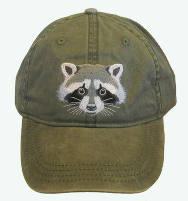 Raccoon Embroidered Cotton Cap NEW Hat Wildlife Mammal Coon