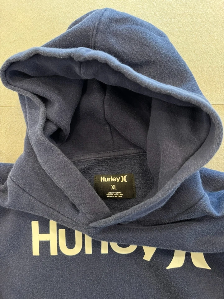 Hurley Sweatshirt Youth Teen Boy's XL Navy Blue Fleece Logo Casual Hoodie - Image 2 of 4