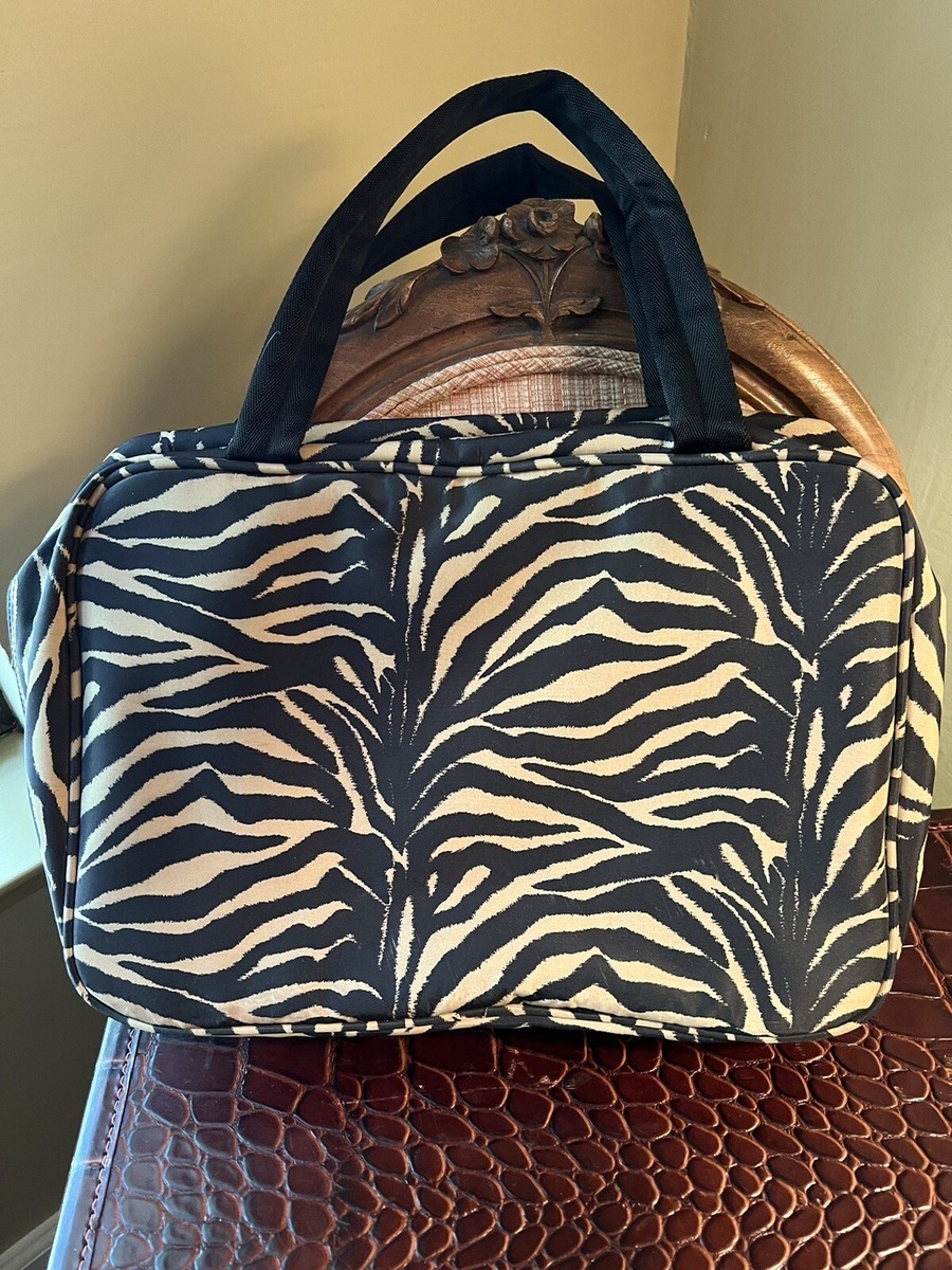 Adrienne Vittadini Zebra Cosmetic Carryon/Compartment Travel Bag
