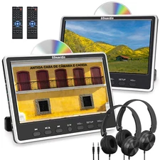 2 X 12'' Dual Screen Car Headrest DVD Player USB Rear-Seat Monitor with Headsets