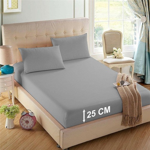 Sábana de cama de polialgodón de 25 cm de buena calidad 144 TC fácil cuidado resistente - Imagen 9 de 19
