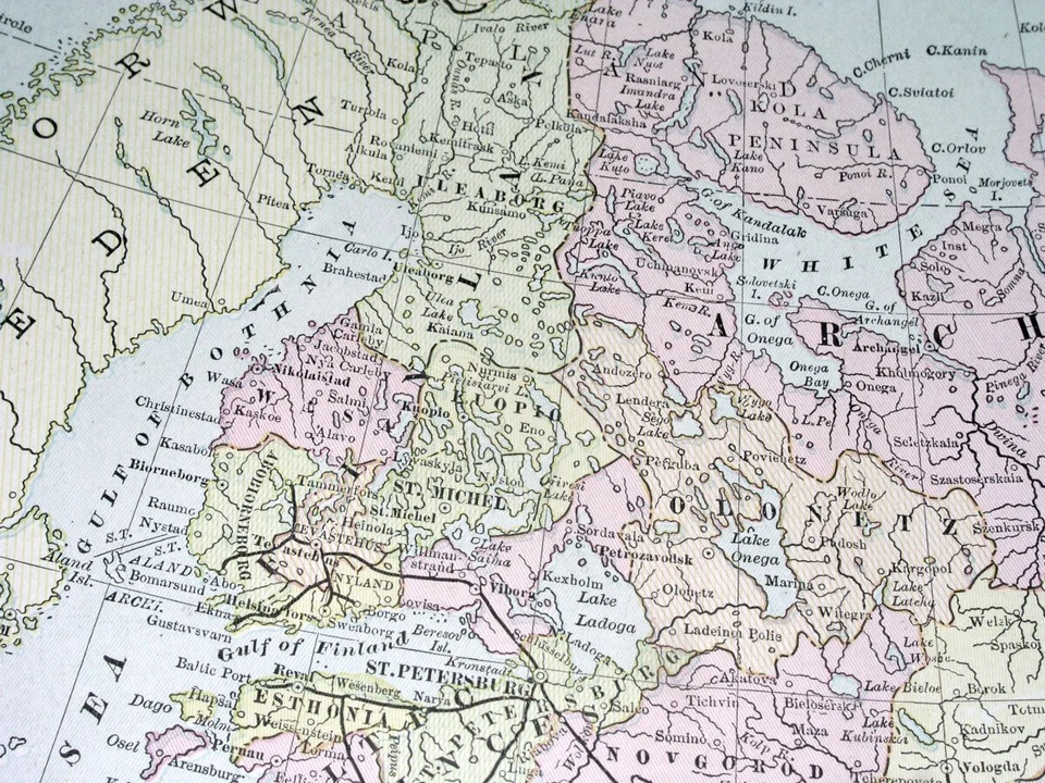 1886 ANTIQUE MAP RUSSIA POLAND LITHUANIA FINLAND UKRAINE CAUCASUS TURKEY BALKANS - Image 3 of 4