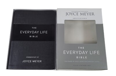 Everyday Life Bible Joyce Meyer Amplified Black LeatherLuxe New In