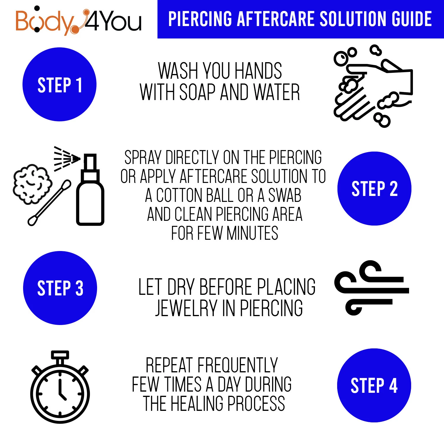 BodyJ4You Piercing Aftercare Cleanser Saline Spray Wash Solution image 3