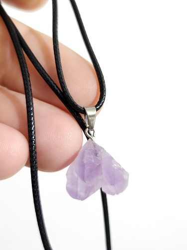 Raw Amethyst Crystal Necklace Pendant Freeform Natural Small Gemstone Spiritual - Picture 11 of 15