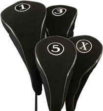 NEW DRIVER FW 1 3 5 X BLACK ZIPPER GOLF CLUB HEAD COVERS FULL WOOD HEADCOVER SET