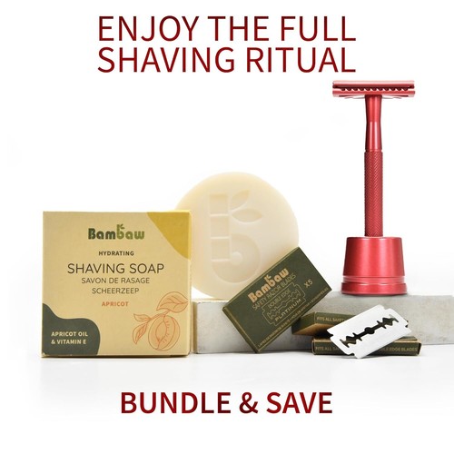 Double Edged Safety Razor With 5 Blades - Metal Eco Razor for Men & Women - Red - Picture 6 of 6
