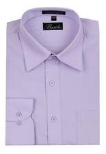 Men's Italian Design Solid Lavender Long Sleeve Convertible Cuff Dress Shirt