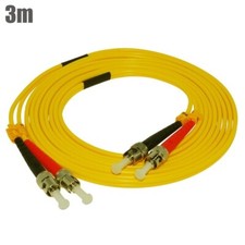 3m ST-ST Duplex Singlemode 9/125 Fiber Optic Optical Patch Cable Cord Yellow