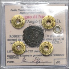 Regno di Napoli Roberto d'Angiò Denaro Rara Monete medievali Sigillata
