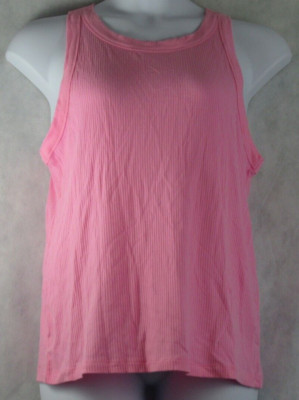 Jenni Women's Ribbed Knit Crew Neck Tank Pajama Top, Pink, XXL