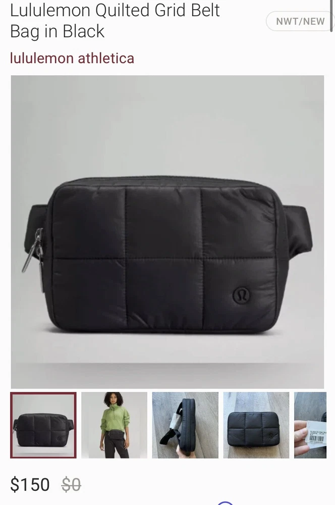 Brand New Black Quilted Crossbody Fanny Pack with Everywhere Belt Bag Strap
