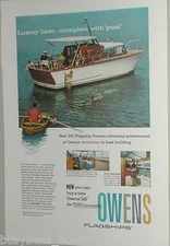 1958 OWENS Cabin Cruiser advertisement, Owen's 35ft Flagship Cruiser, motorboat