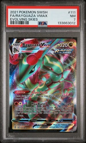2021 POKEMON SWORD & SHIELD EVOLVING SKIES #111 FULL ART/RAYQUAZA VMAX PSA 7