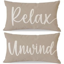 HERHOME Decorative Throw Pillow Covers 12x20 20" x 12" Pack of 2 , Beige