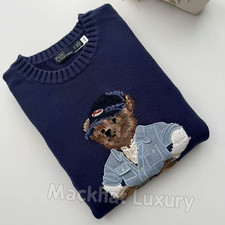 Auction Now POLO RALPH LAUREN Men s Small Cotton Linen Bear Sweater Navy