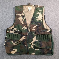 Vintage Sports Afield Camo Hunting Vest Game Back Pouch Front Pockets Size L