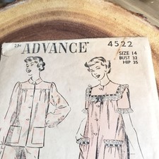 Advance Pattern Company Sewing Pattern 4522 Hollywood Starlet pajamas circa 1947