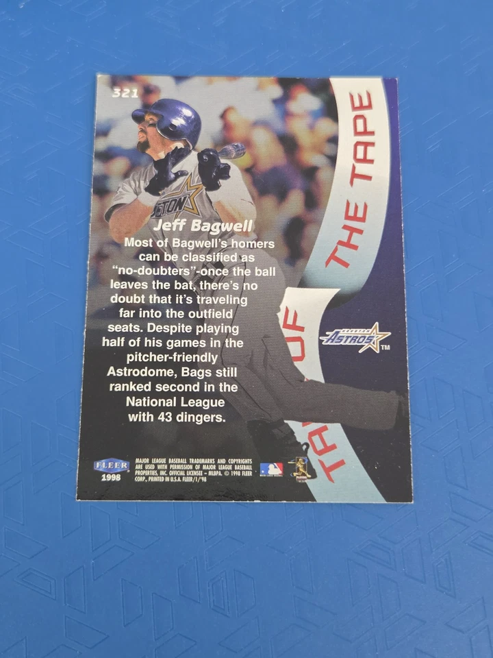 1998 Fleer Tradition TALE of THE TAPE #321 Jeff Bagwell Astros BASEBALL Card 2H - Image 2 of 2