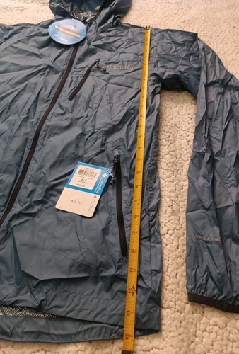 Columbia Trail Fire Windbreaker Jacket Mens S Blue Omni Heat Lightweight /597 - Picture 6 of 11