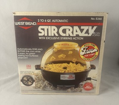 Vintage West Bend Stir Crazy 5346 Popcorn Popper 2-6 Qt New Open Box USA Made