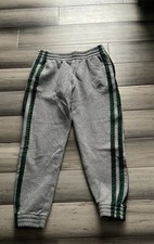 Adidas Boys Large Spell Out Striped Cuffed Sweatpants Joggers Pants Gray