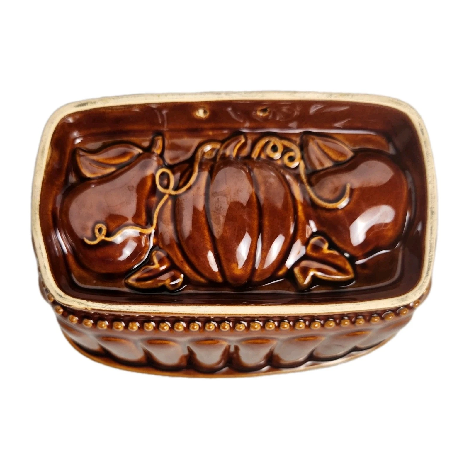 William Sonoma Autumn Harvest Glazed Brown Loaf / Jello Mold Ceramic Pan