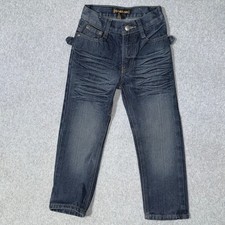 Sacred Crown Kids Dark Wash Denim Jeans Size 4 Whiskered Utility Loop Cotton