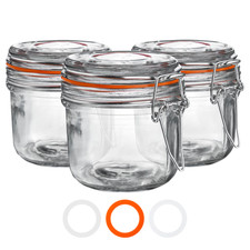 Glass Storage Jars Airtight Clip Top Lid Food Preserve Preserving Jar 200ml x6
