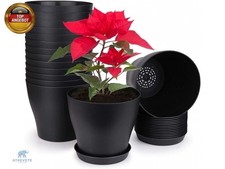 10Pcs Blument&ouml;pfe mit Untersetzer, 14cm Rund Pflanzt&ouml;pfe Kunststoff Untert&ouml;pfe P