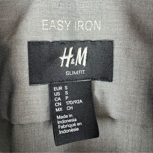 H&M Easy Iron Slim Fit Grau Button Down Hemd - Bild 3 von 4