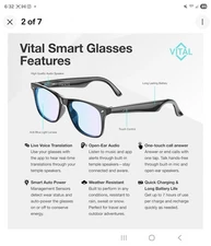 Vital Smart Glasses for Men AI Translation – Open-Ear Bluetooth 5.3 Audio, 130-L