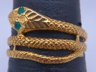 (MA1) 19k Portuguese Gold Green Stone 2.8g Size 8.5 Lady's Snake Ring