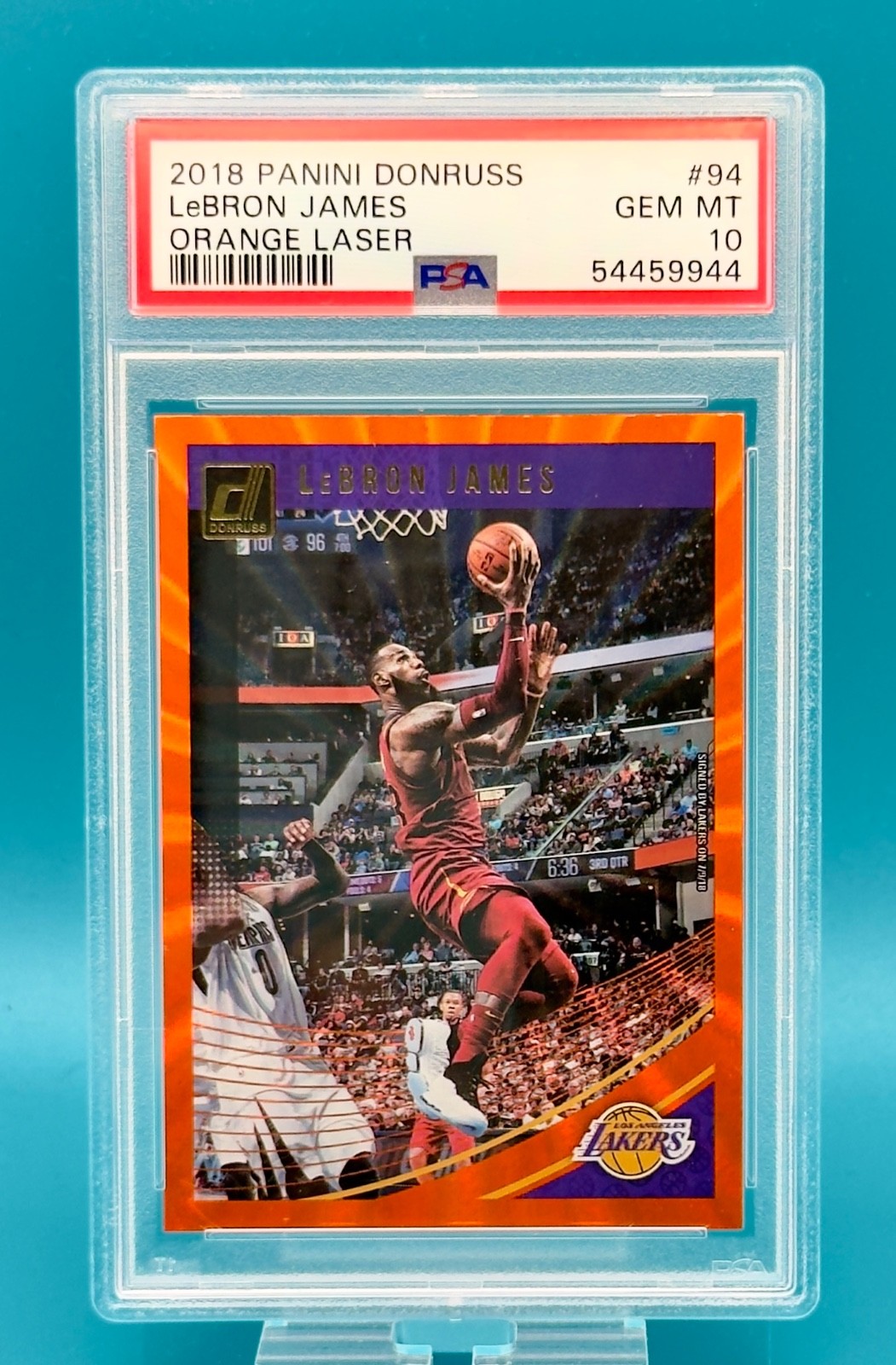 LEBRON JAMES 2018 PANINI DONRUSS #94 ORANGE LASER PSA 10 🧨🧨🔥