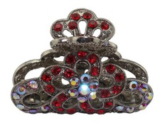 18725 - Red Rhinestone Hair Clip - Clear-72 